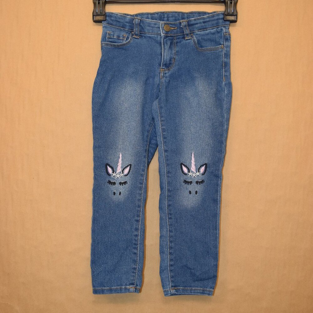 Okie Dokie Unicorn Embroidered Denim Jeans Girls 4T - Cute & Playful